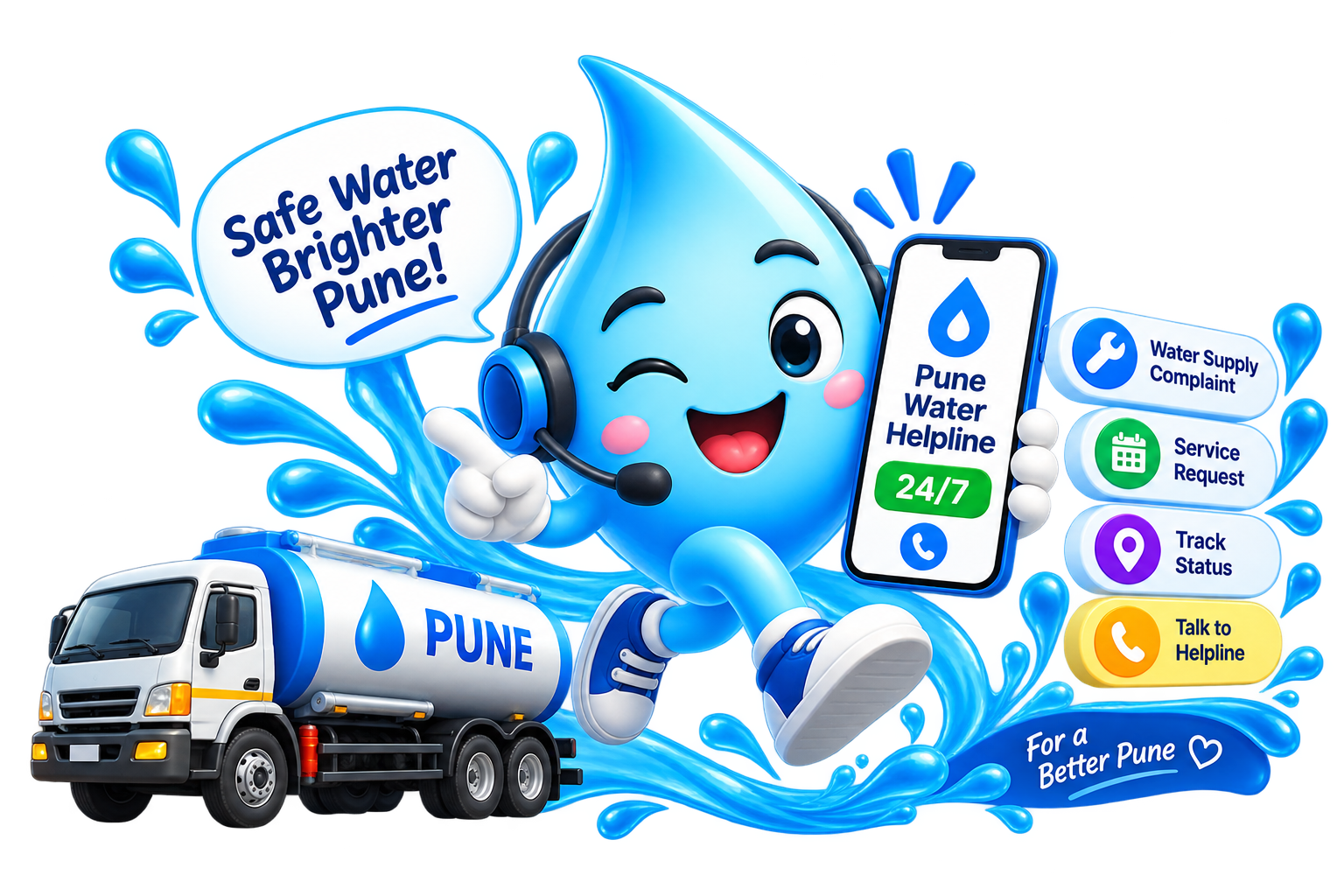 Pune Water Helpline water service mascot